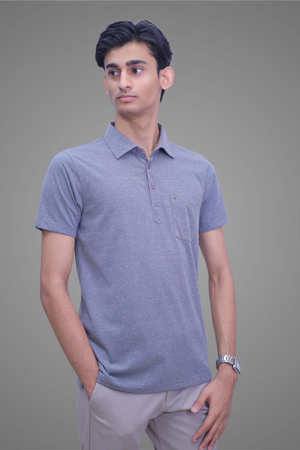 FORMAL OFFICE POLO -Light Violet Melange inspired by Retro Solid Series
