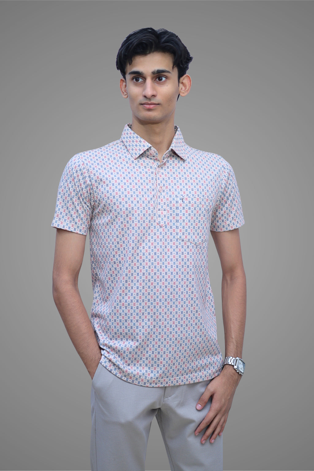 FORMAL OFFICE POLO - Brick & Blue Print inspired by Work from Home