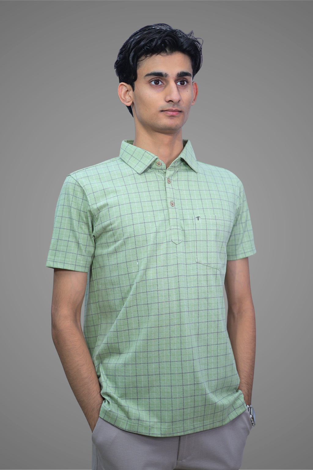 FORMAL OFFICE POLO - Classic Green Check Print inspired by Old Money