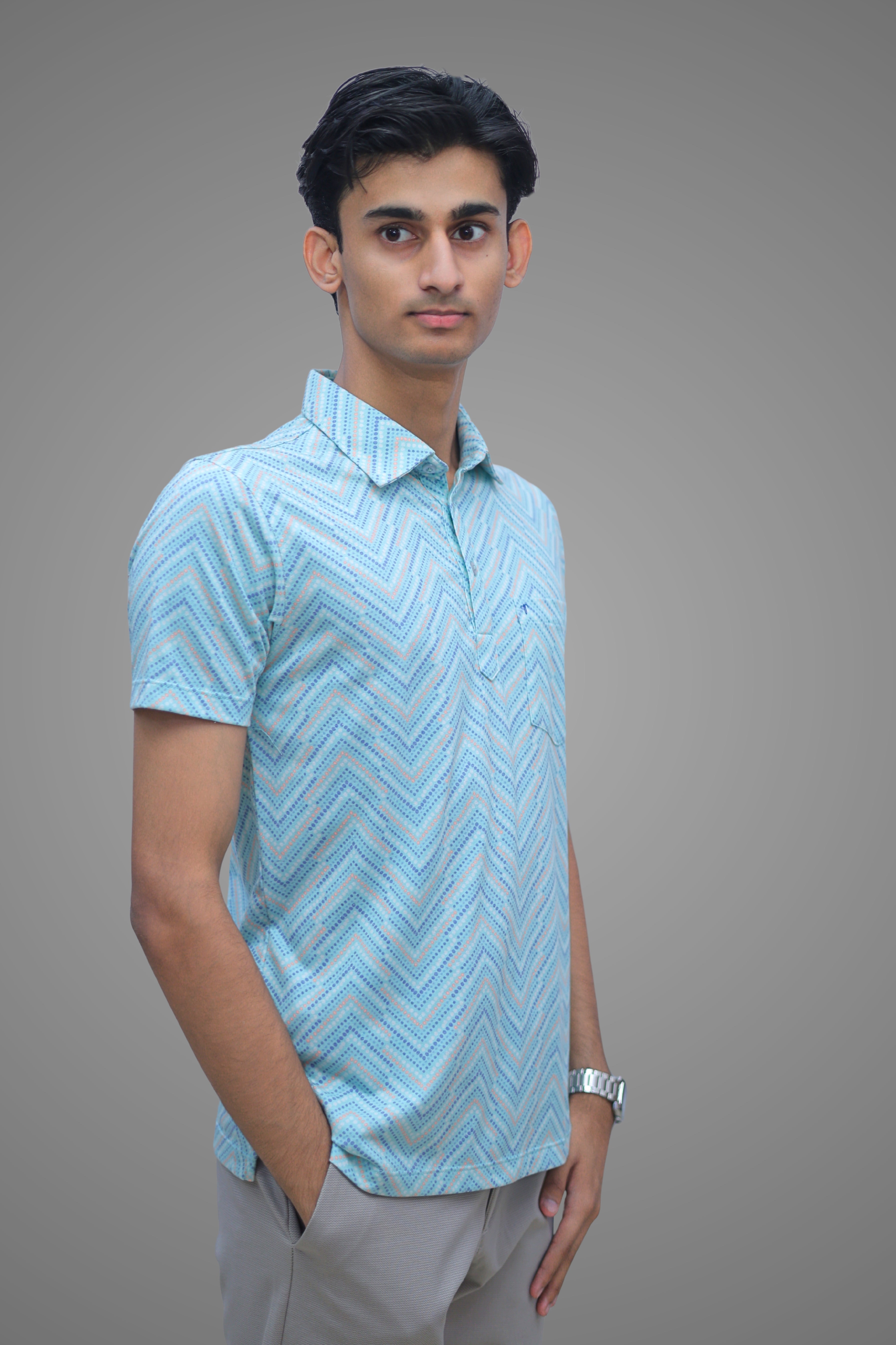 HANGOUT HOLIDAY POLO -Shades of Sea Green Print inspired by Seven Oceans