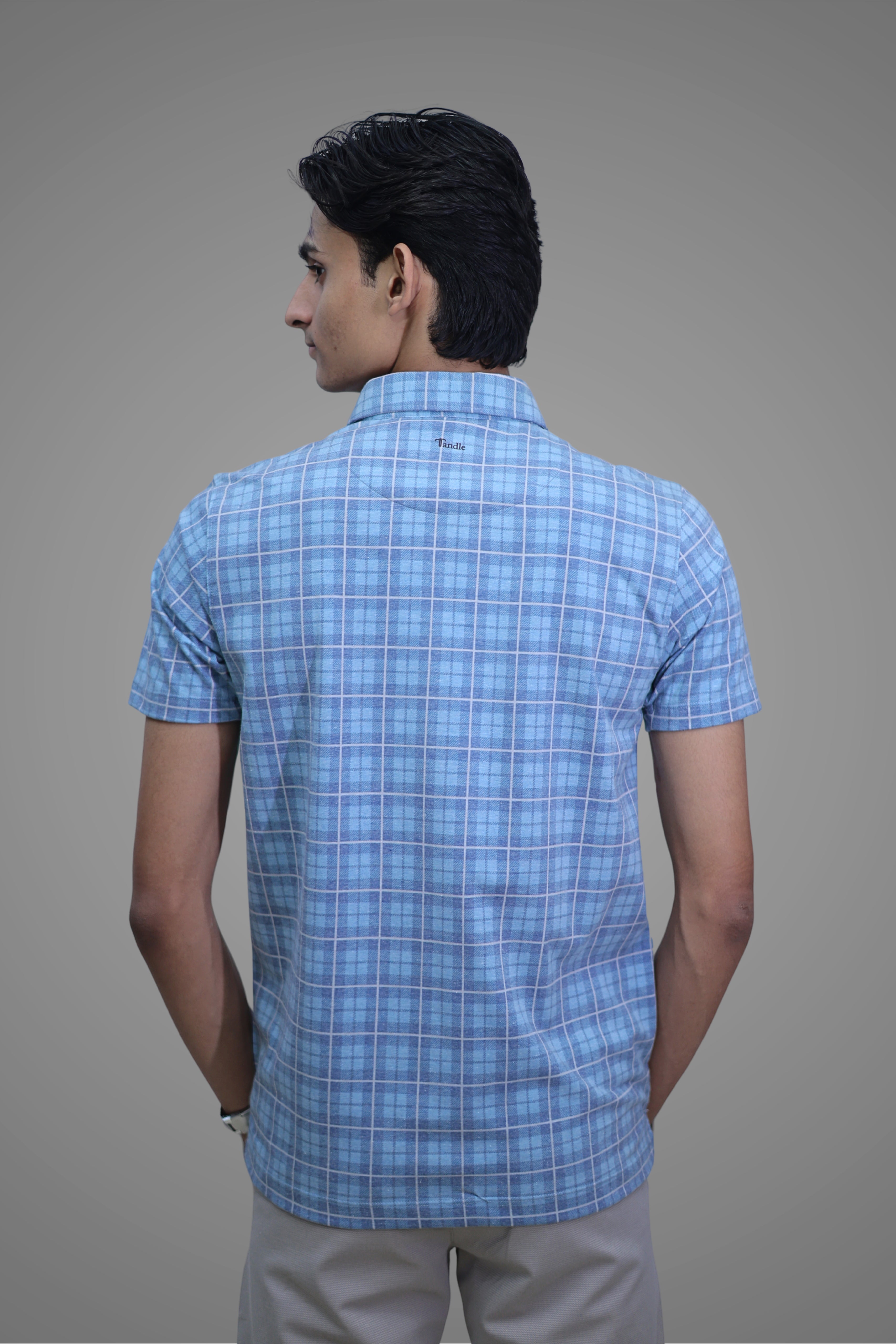 FORMAL OFFICE POLO - Blue Check Print inspired by Woven Winter Plaid