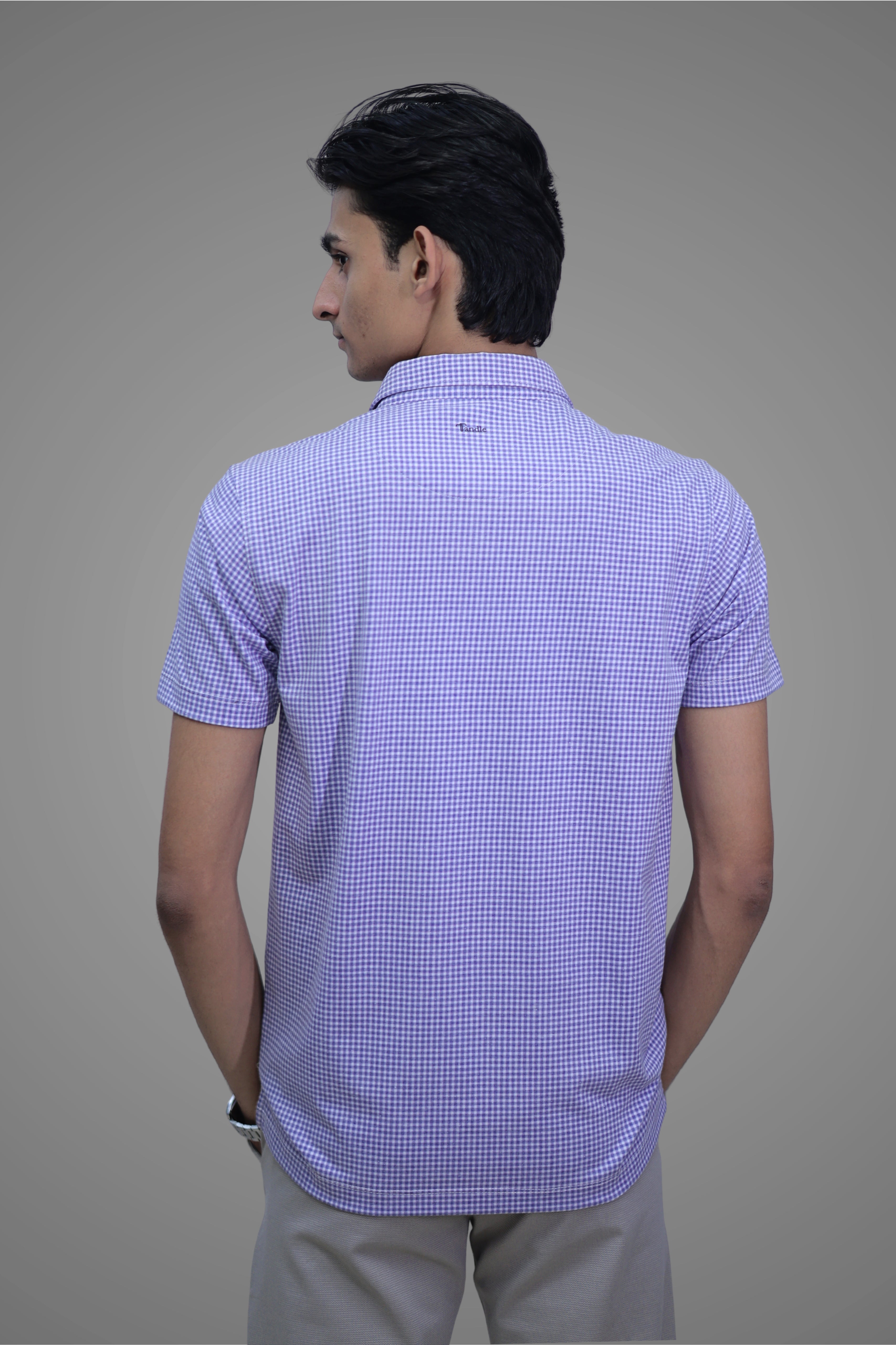 FORMAL OFFICE POLO - Blue Gingham Check Print inspired by Madras Textiles