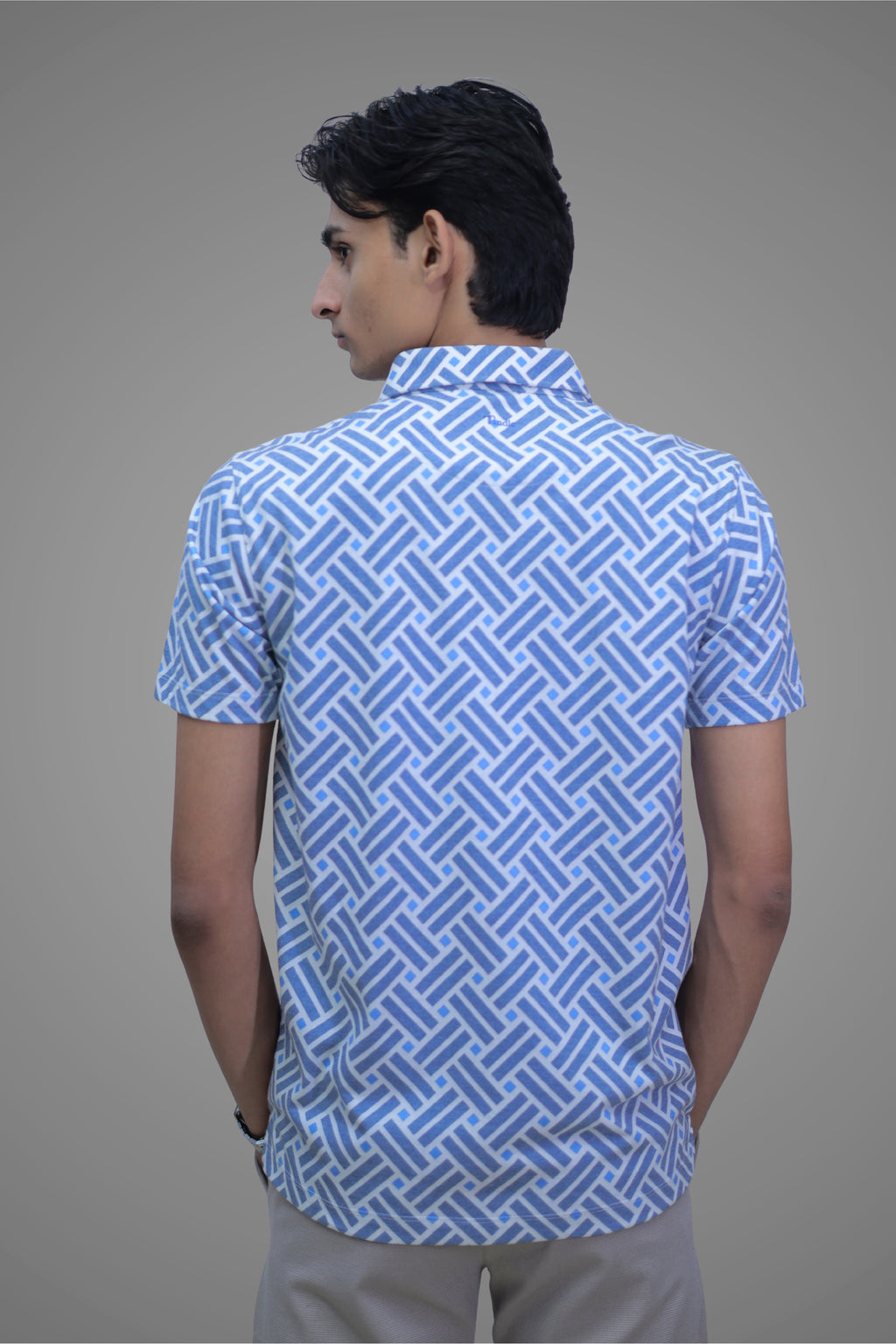 FORMAL OFFICE POLO - Shades of Blue inspired by Weaving Art