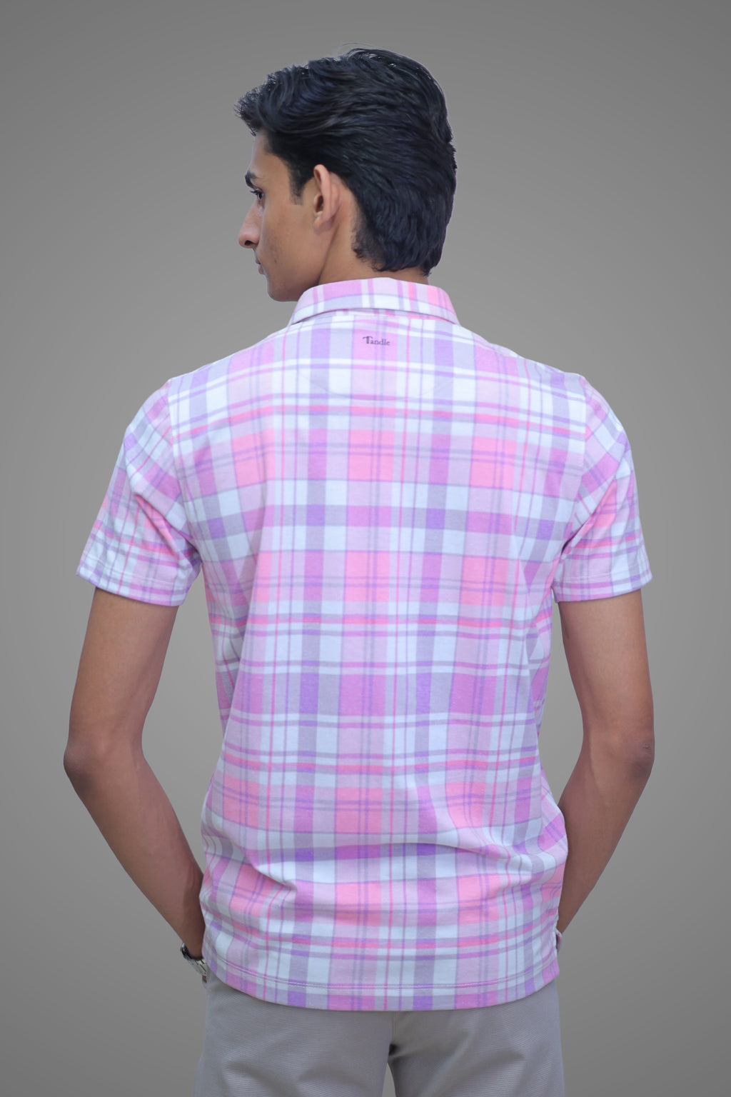 FORMAL OFFICE POLO -Fluorescent Uneven Check Print inspired by Last Minute Meeting