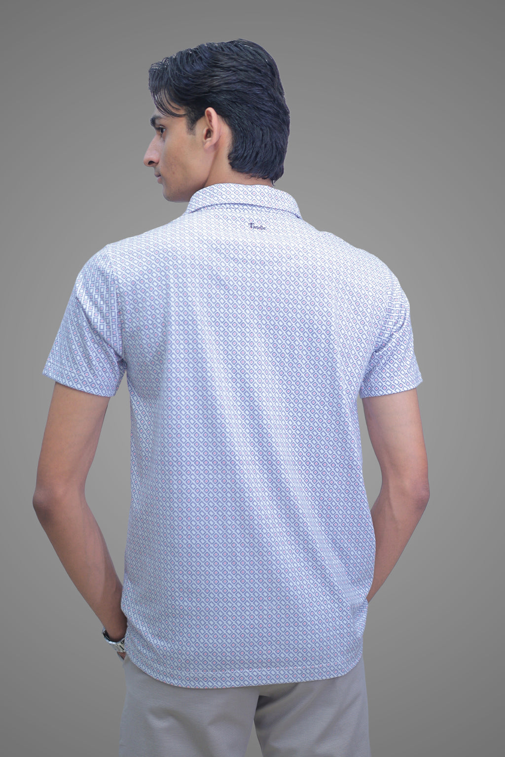 FORMAL OFFICE POLO -Blank Dot Blue Print inspired by Classic Fashion Series
