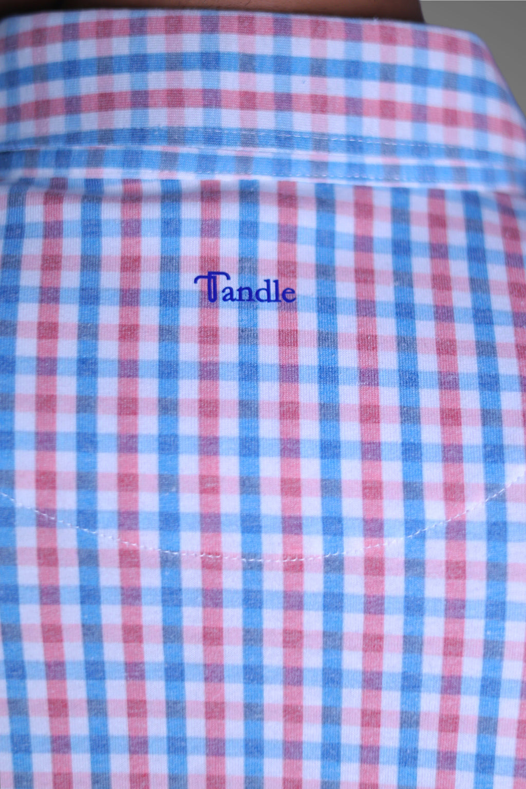 FORMAL OFFICE POLO -Red/Blue Madras Check Print inspired by 80’s Simple Living