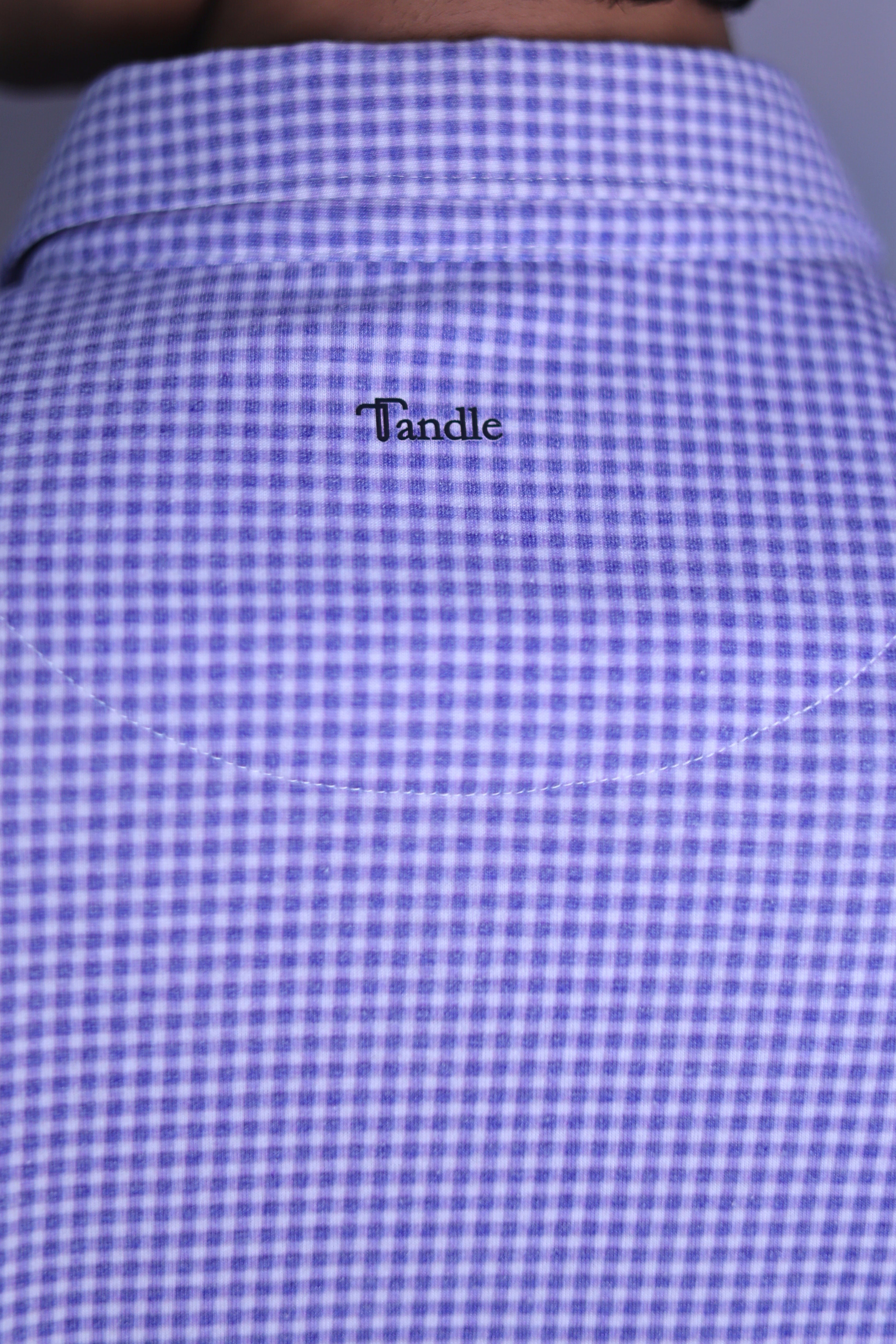 FORMAL OFFICE POLO - Blue Gingham Check Print inspired by Madras Textiles