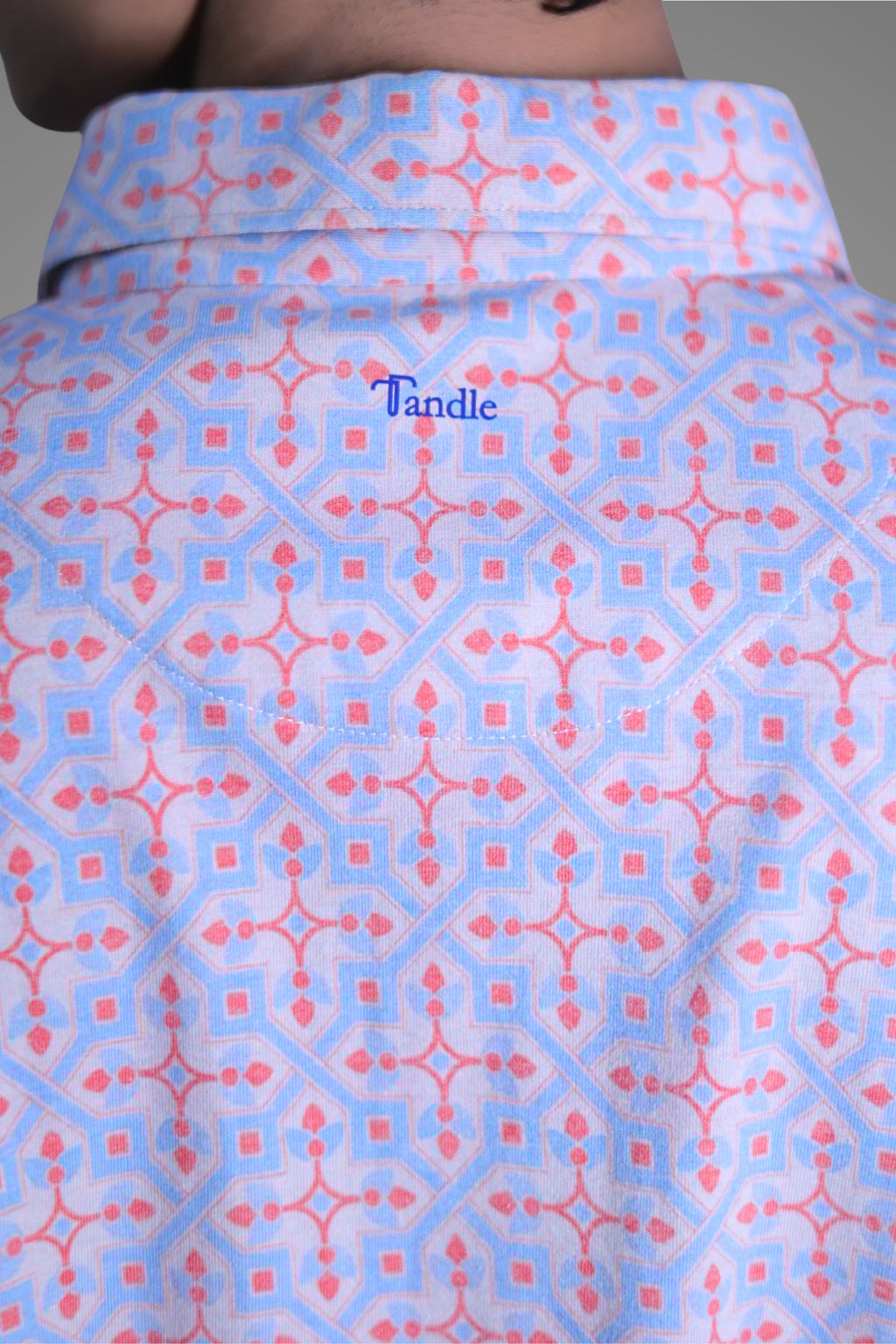 FORMAL OFFICE POLO -Blue/Orange Geometric Print inspired by Trigonometry
