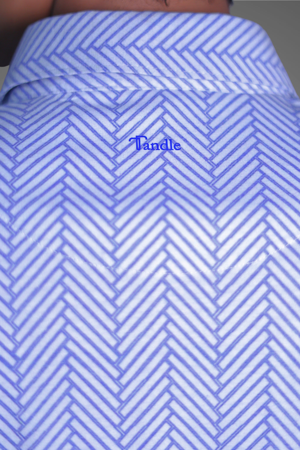 FORMAL OFFICE POLO -Blue/White Slant Print inspired by One-Color Illusion