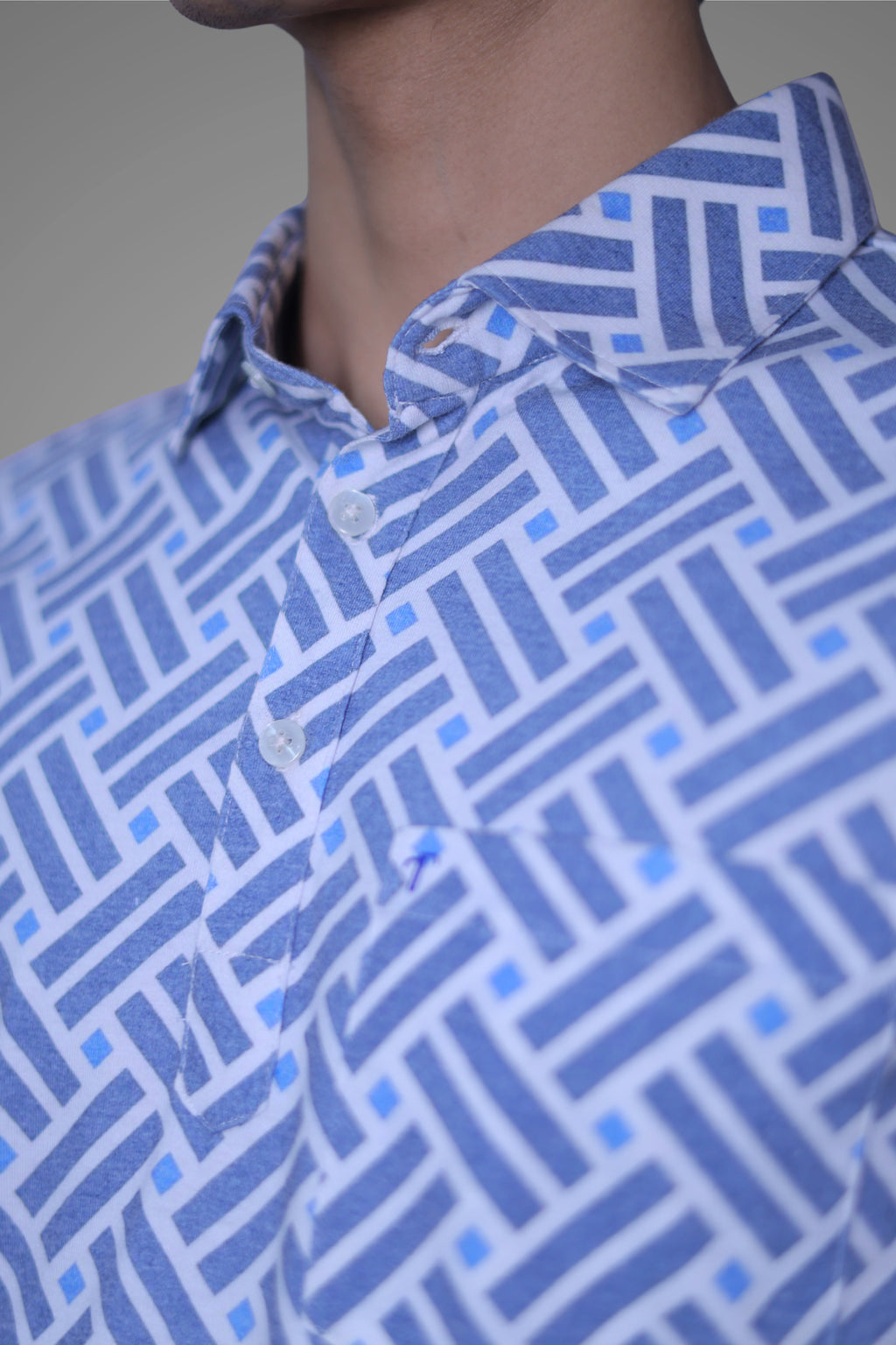 FORMAL OFFICE POLO - Shades of Blue inspired by Weaving Art