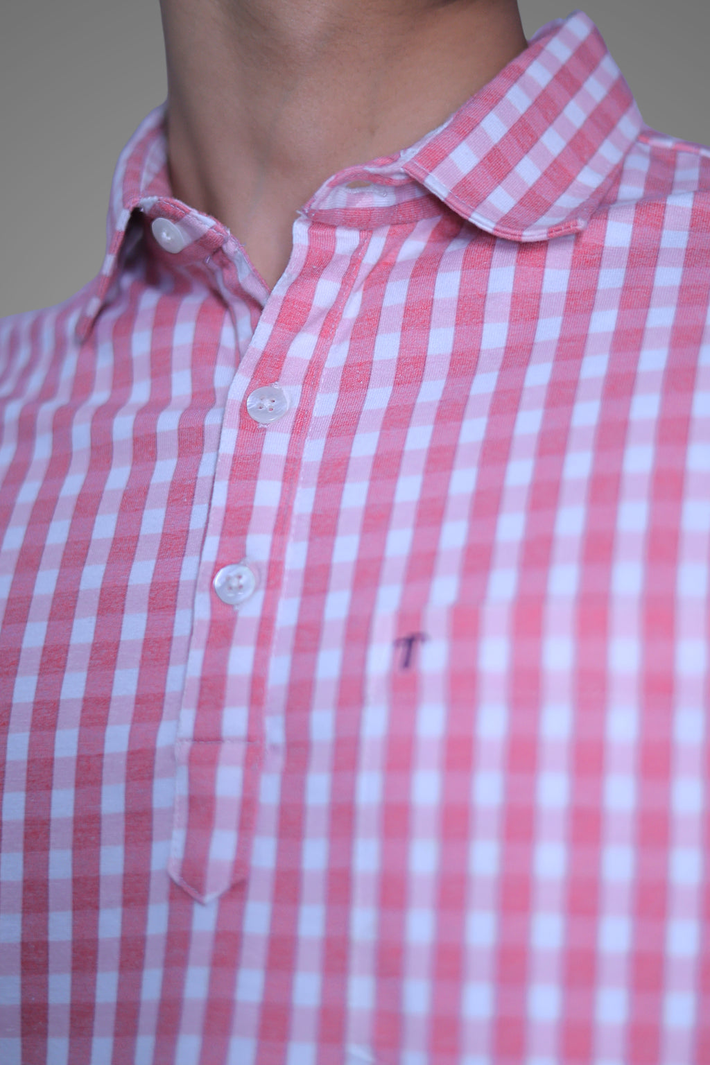 FORMAL OFFICE POLO -Pink Brick Madras Check Print inspired by Brick in the Wall