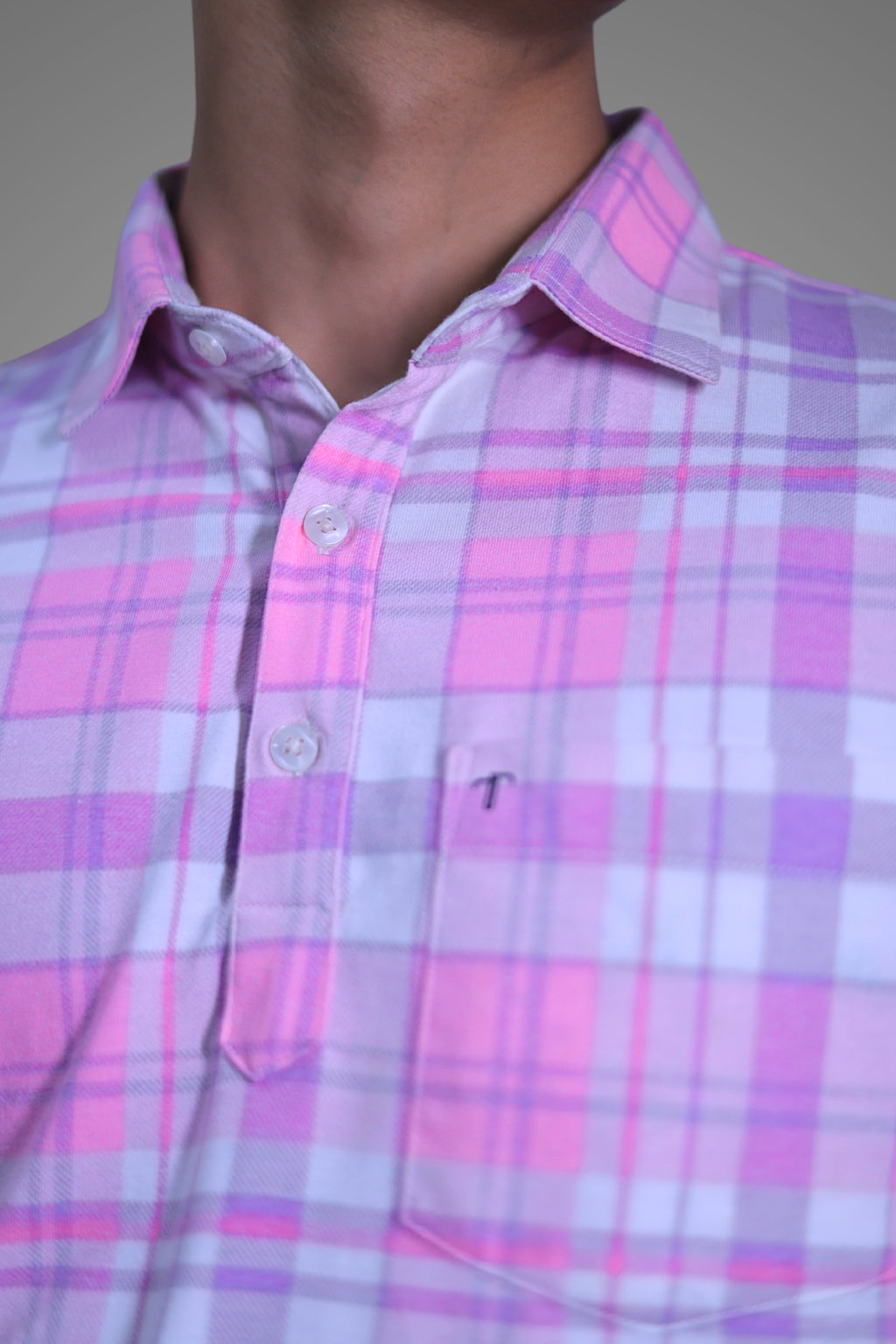 FORMAL OFFICE POLO -Fluorescent Uneven Check Print inspired by Last Minute Meeting