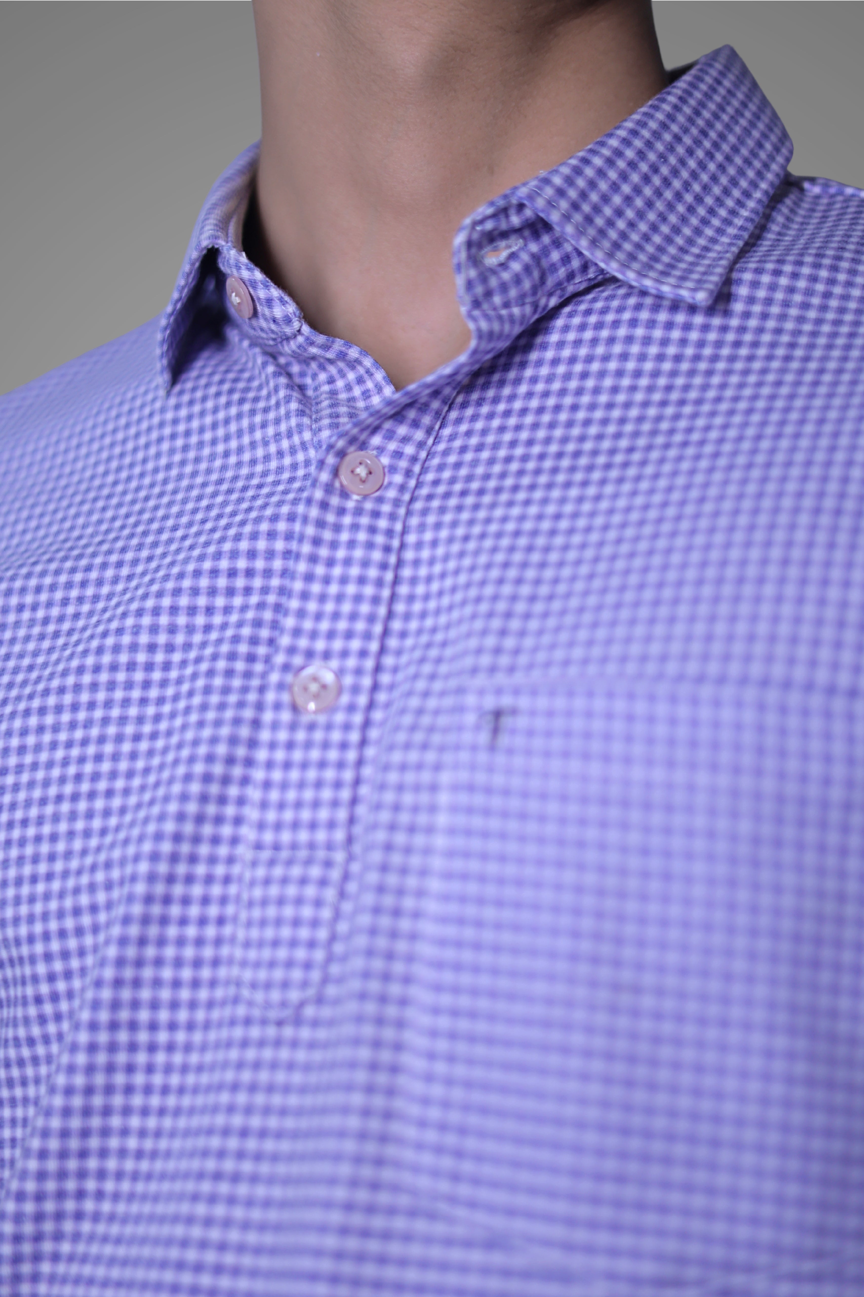 FORMAL OFFICE POLO - Blue Gingham Check Print inspired by Madras Textiles