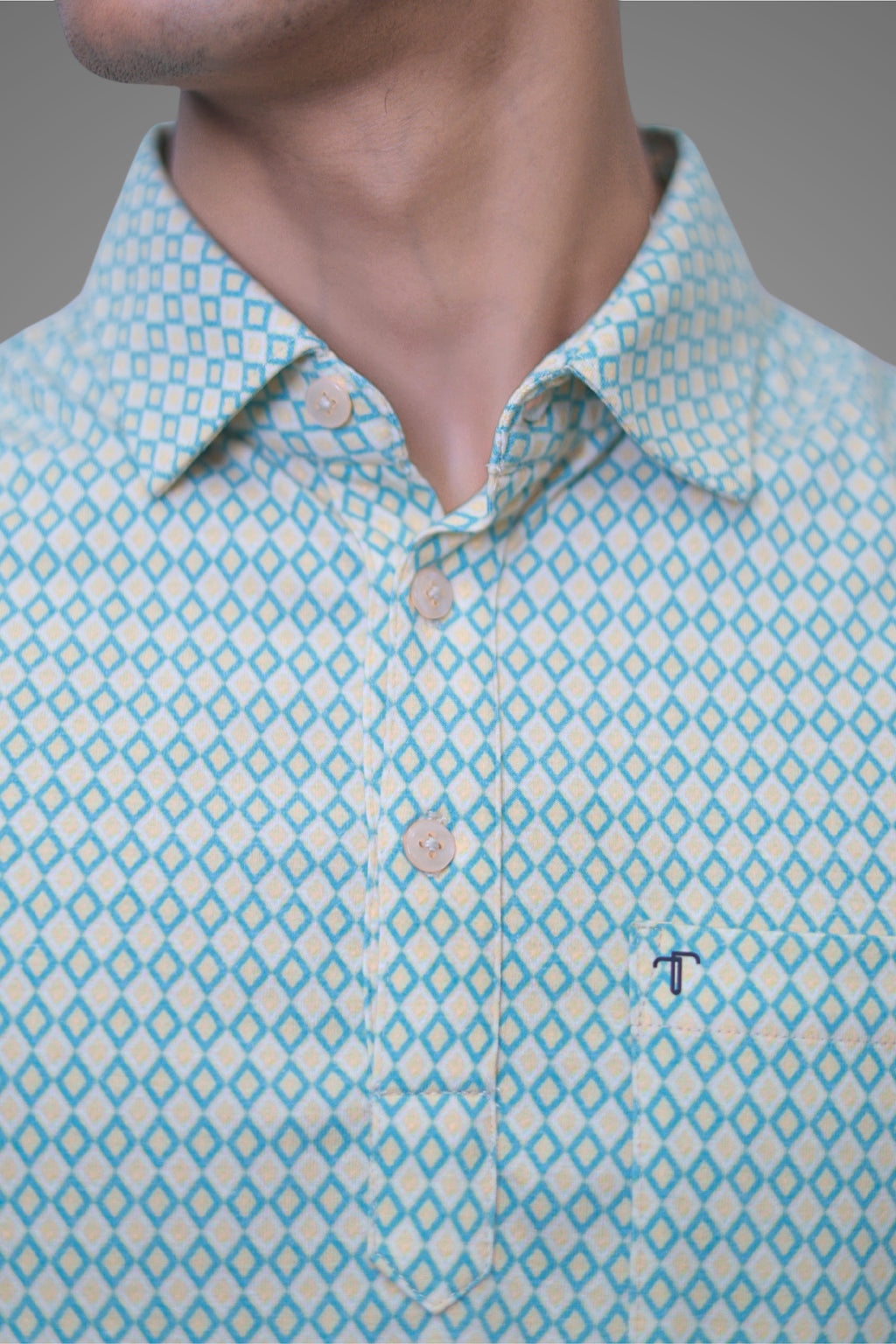FORMAL OFFICE POLO -Light Yellow/Light Green Print inspired by Pure Elegance