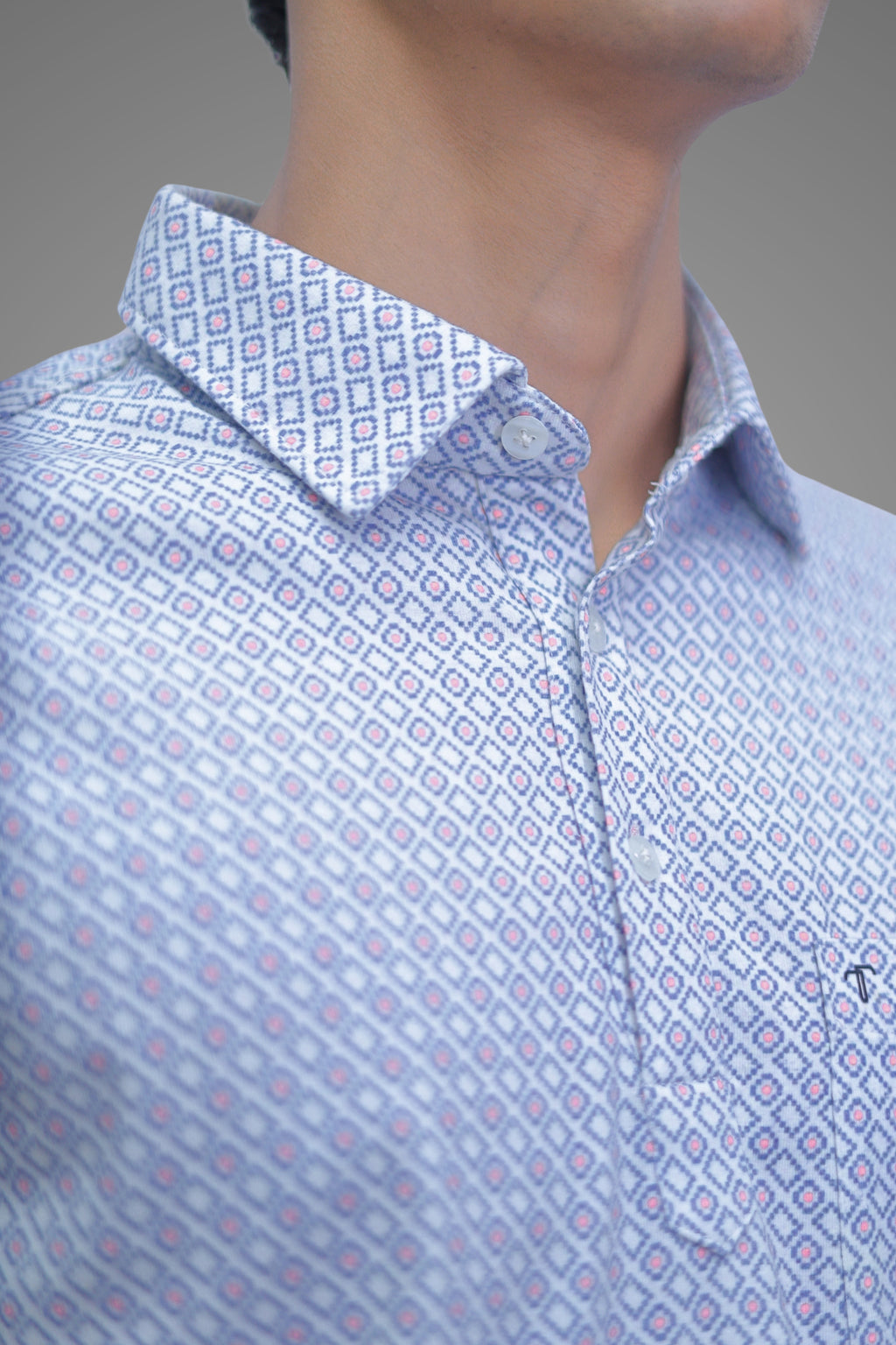 FORMAL OFFICE POLO -Blank Dot Blue Print inspired by Classic Fashion Series