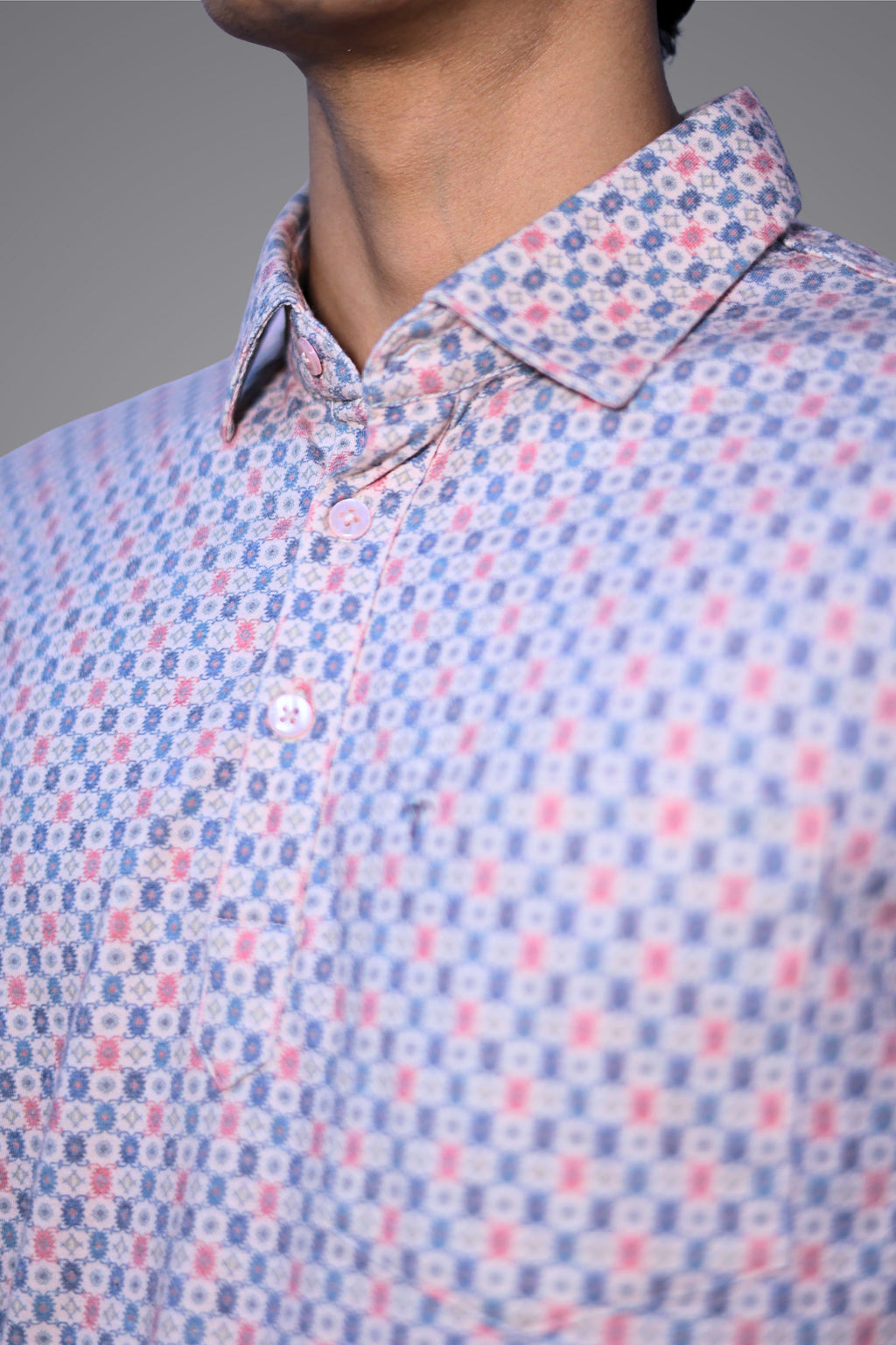 FORMAL OFFICE POLO - Brick & Blue Print inspired by Work from Home