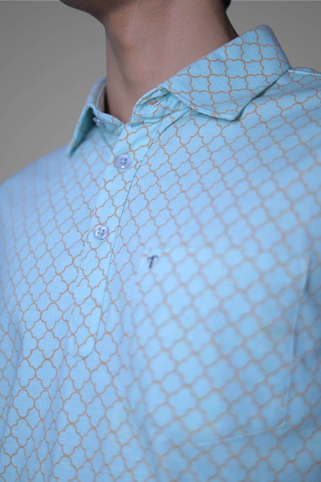 FORMAL OFFICE POLO - Light Sea Green Print inspired by Royal Living