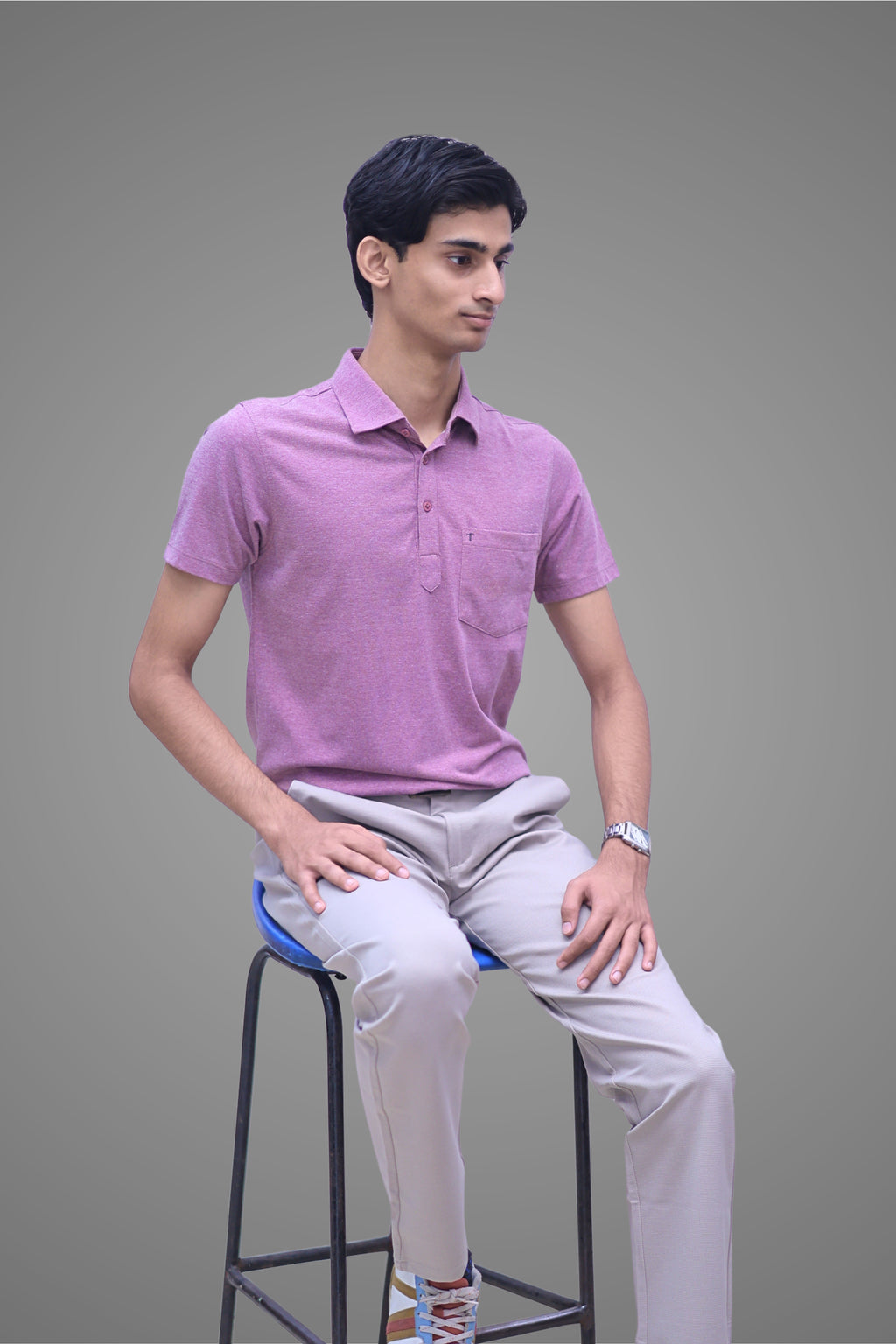 FORMAL OFFICE POLO -Light Purple Melange inspired by Retro Solid Series