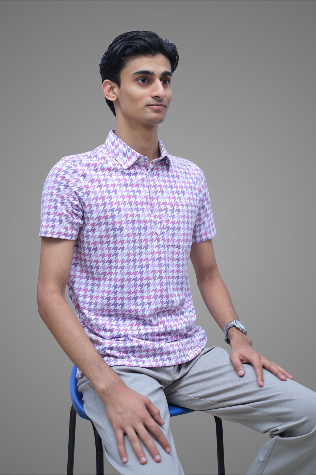 FORMAL OFFICE POLO - Purple and Pink Abstract Print inspired by Shades of Purple