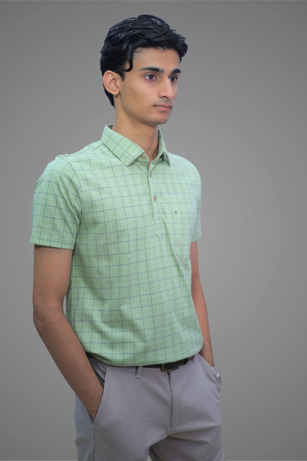 FORMAL OFFICE POLO - Classic Green Check Print inspired by Old Money
