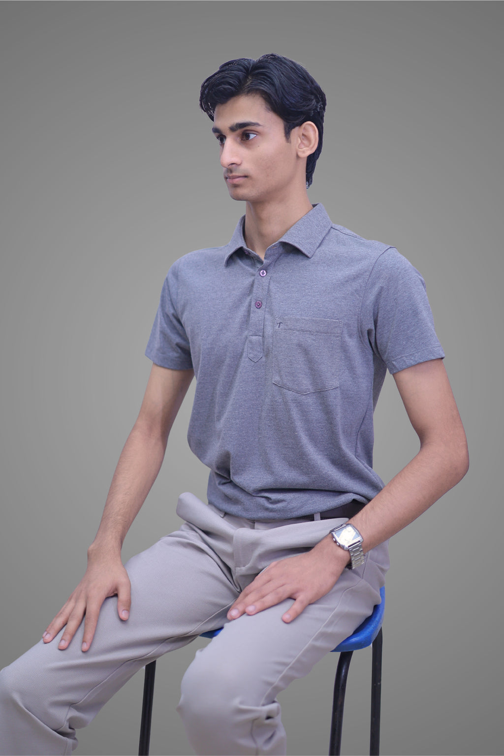 FORMAL OFFICE POLO -Light Violet Melange inspired by Retro Solid Series