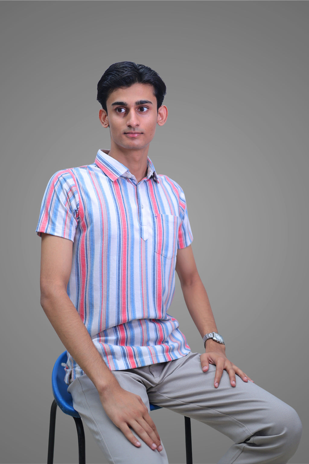 FORMAL OFFICE POLO -Multi-Color Stripes Print inspired by Happy Hours