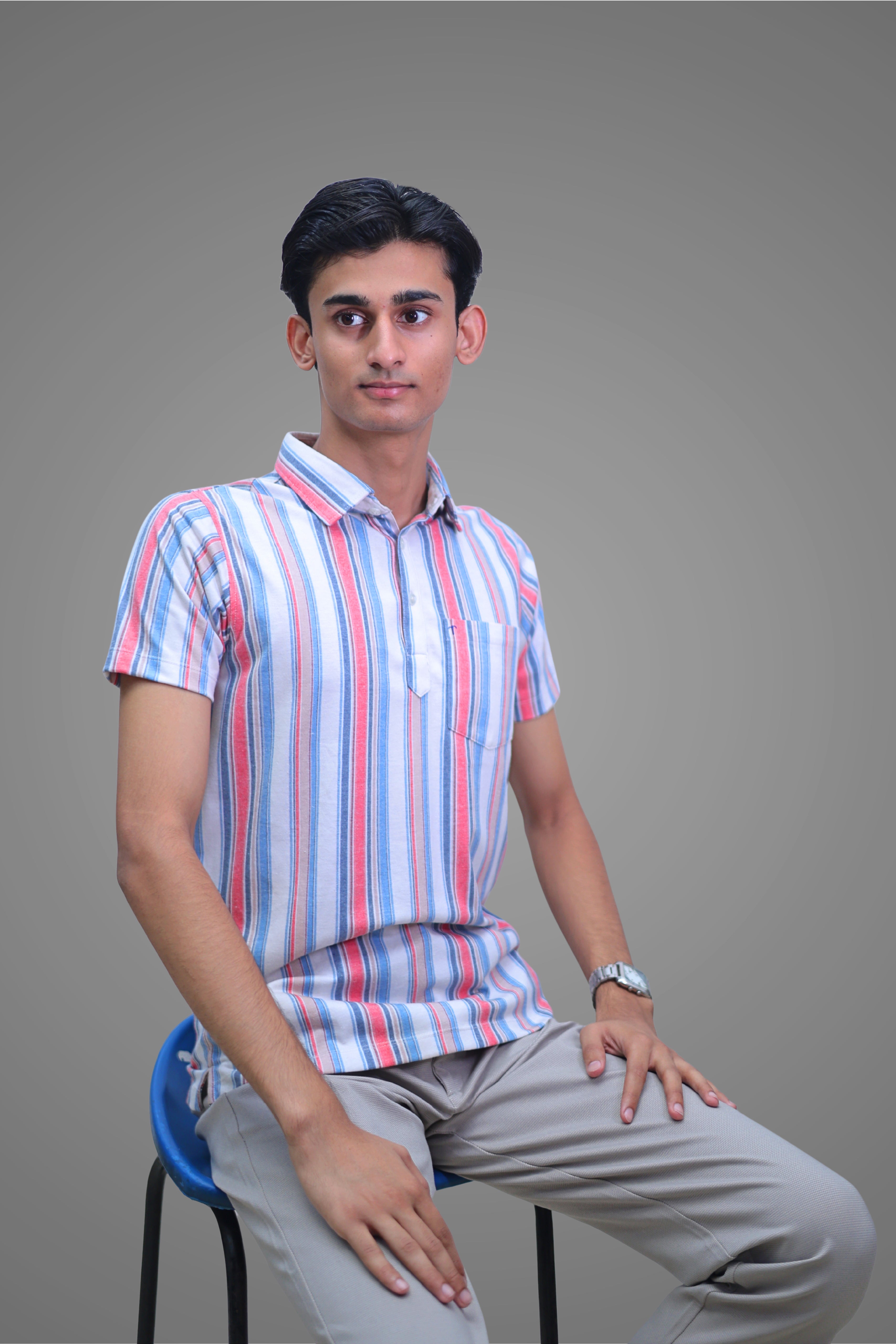 FORMAL OFFICE POLO -Multi-Color Stripes Print inspired by Happy Hours