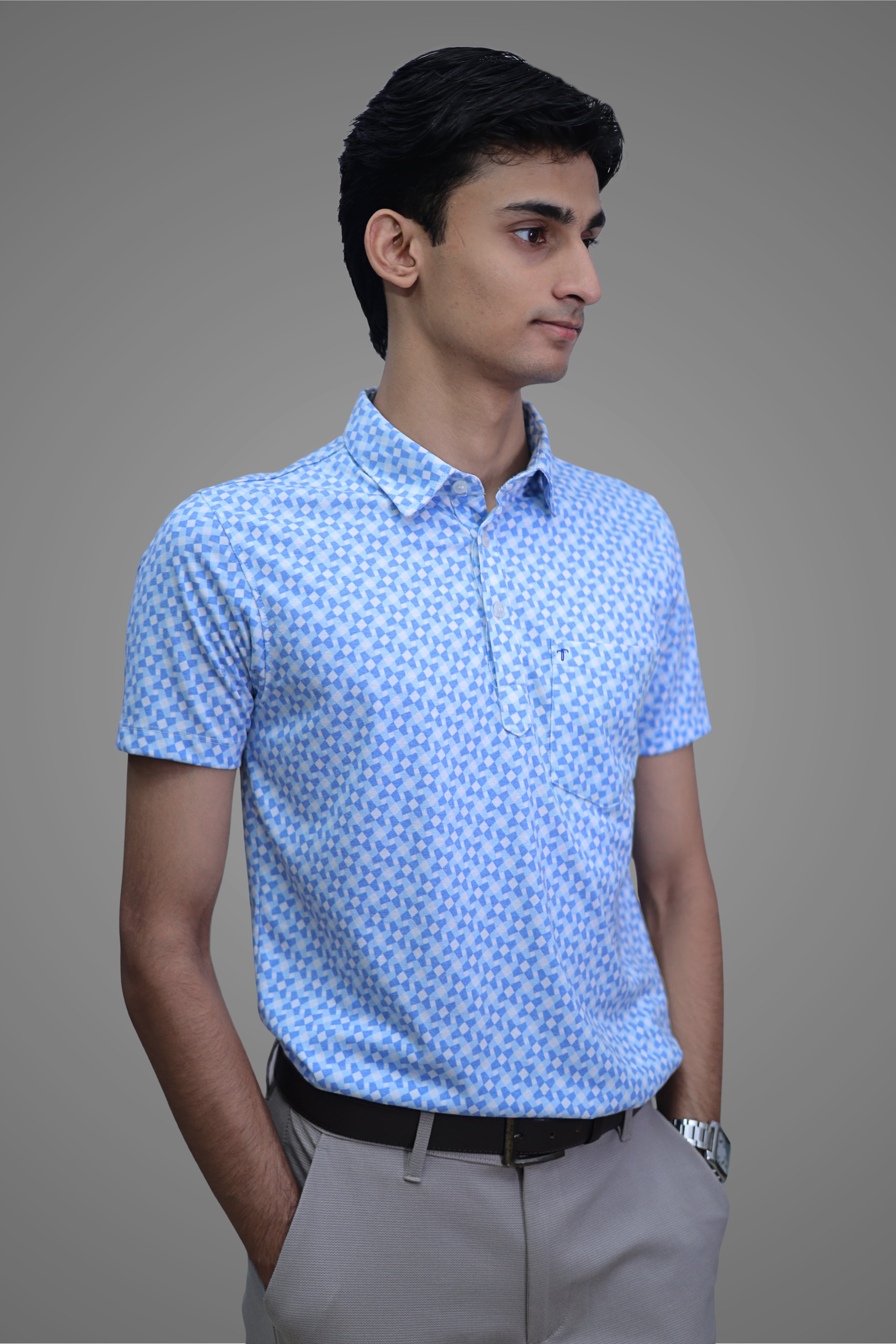 FORMAL OFFICE POLO - Blue Star Print inspired by Classic Galaxy Series