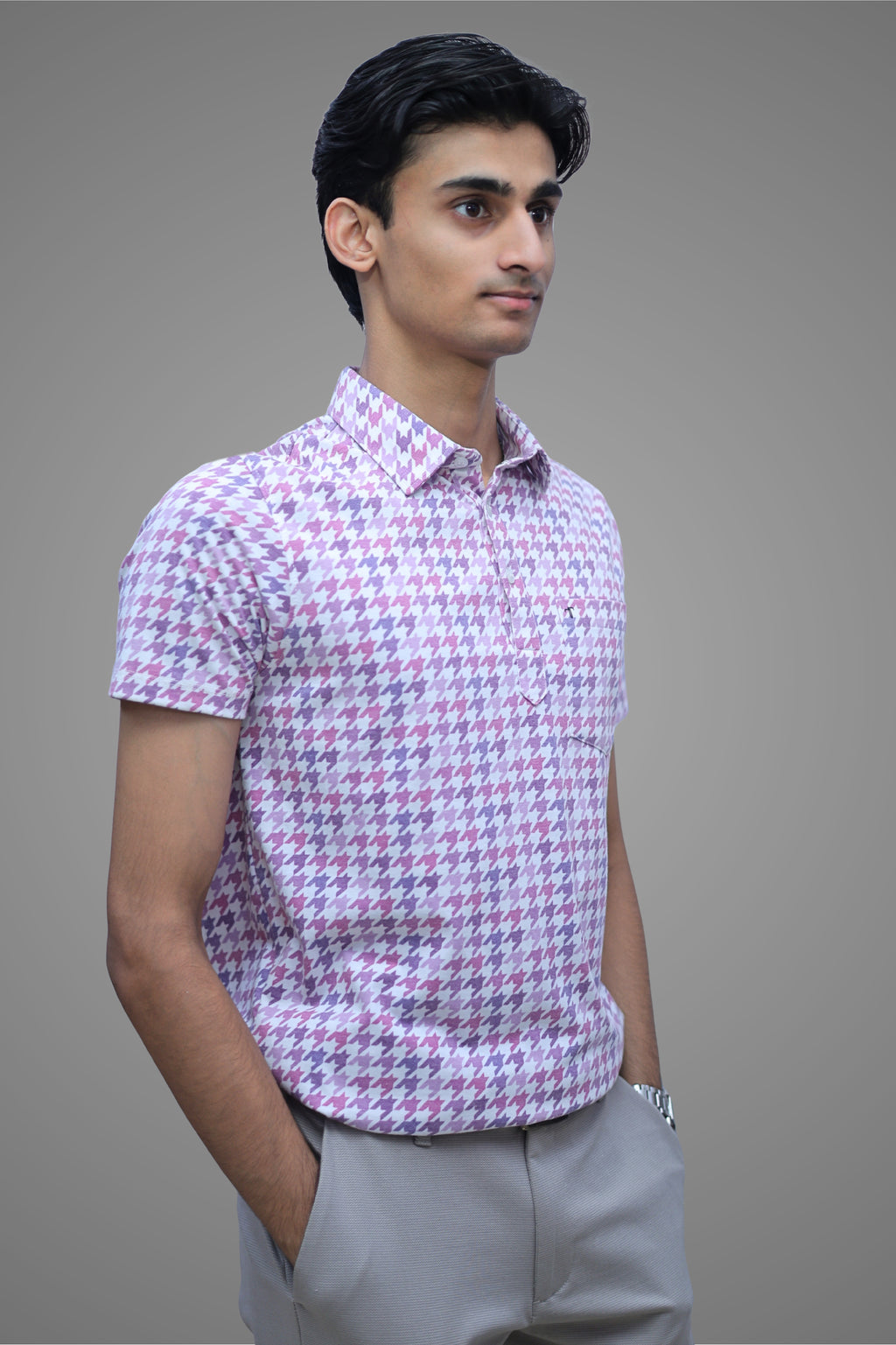 FORMAL OFFICE POLO - Purple and Pink Abstract Print inspired by Shades of Purple