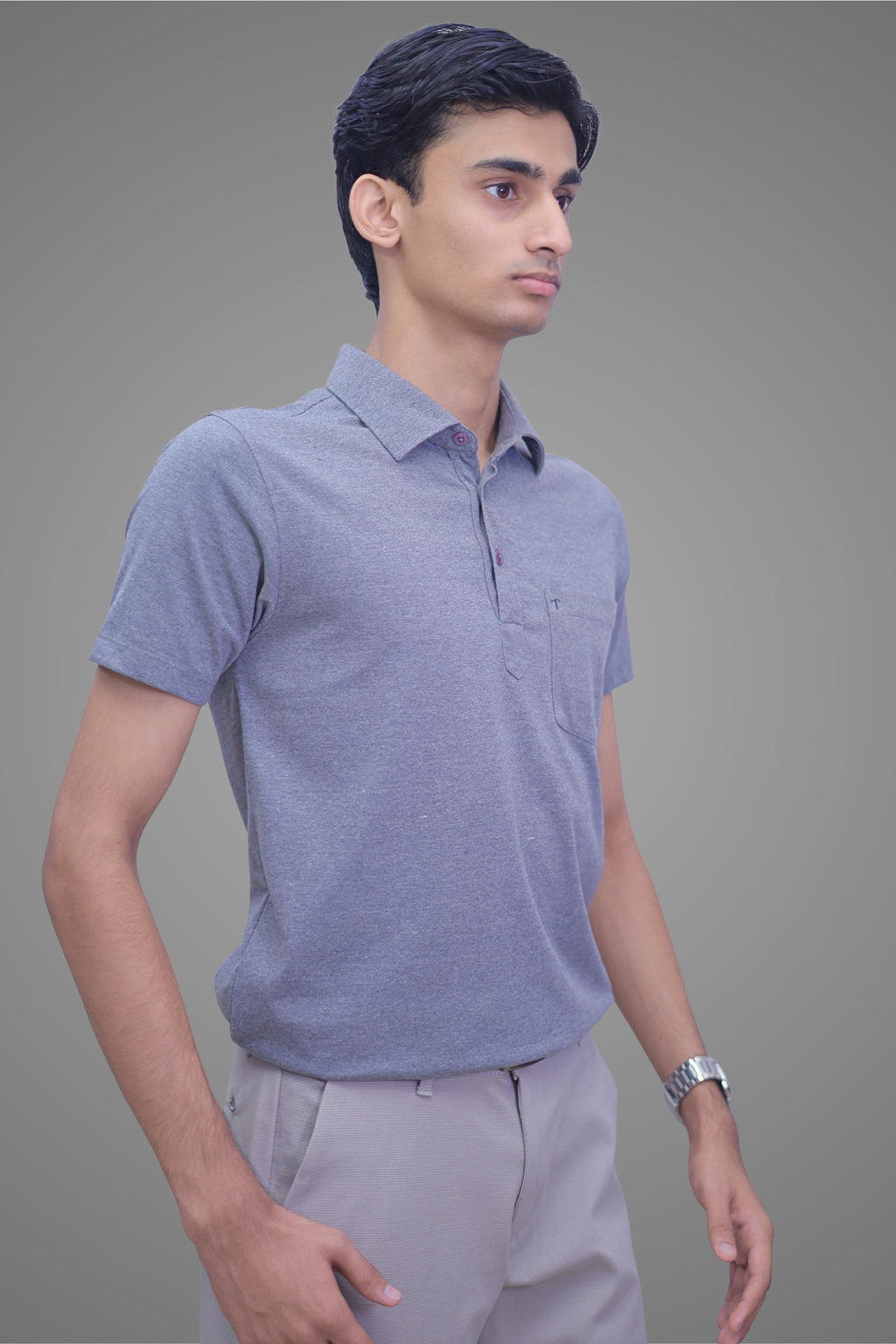 FORMAL OFFICE POLO -Light Violet Melange inspired by Retro Solid Series