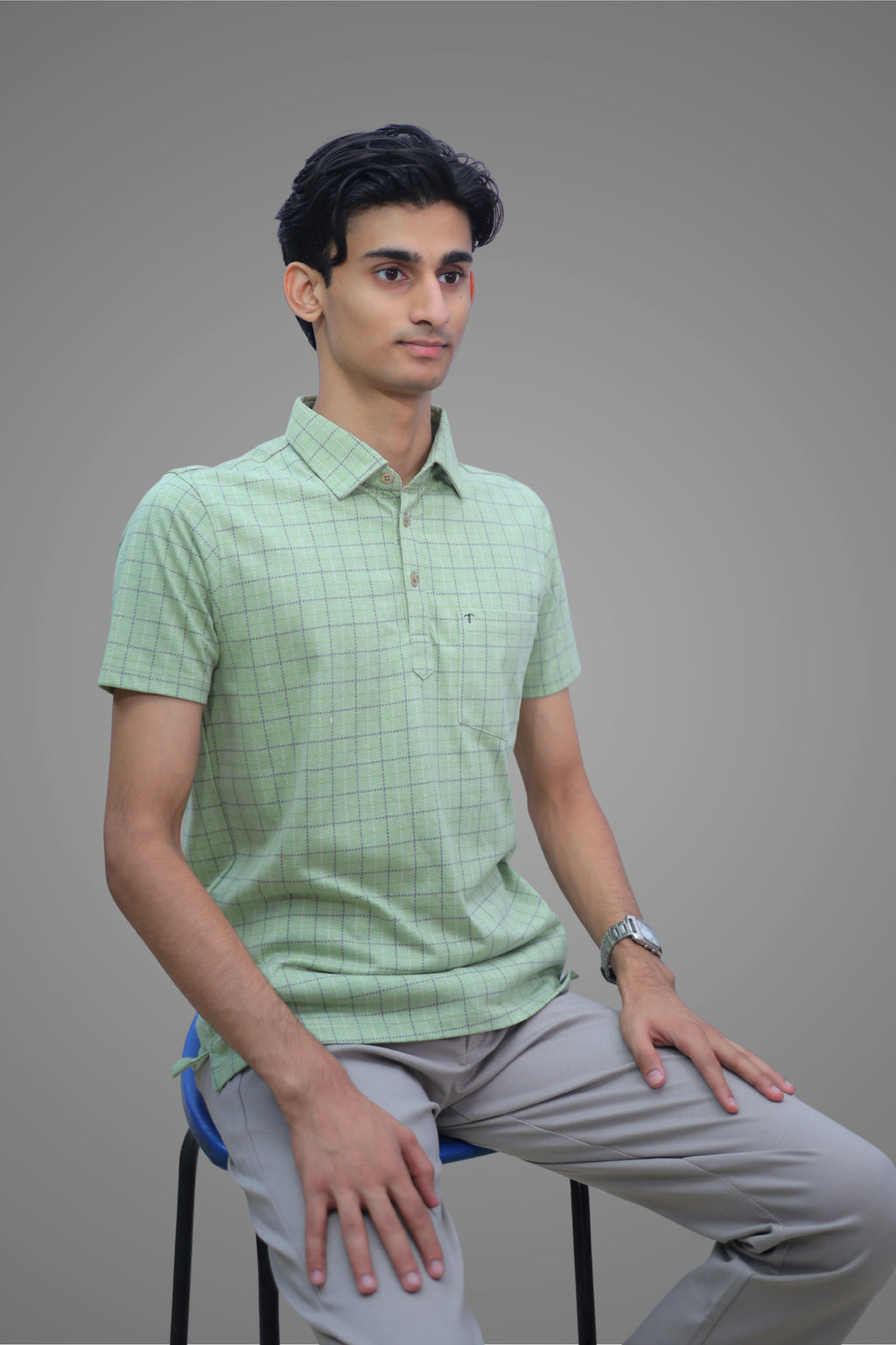 FORMAL OFFICE POLO - Classic Green Check Print inspired by Old Money